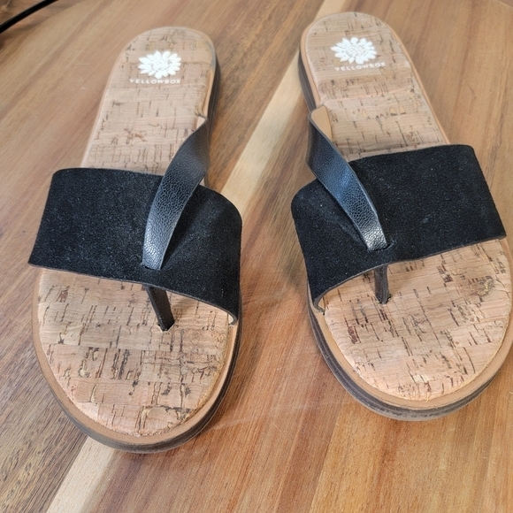 Yellow Box Barann Black Suede and Leather Strap Sandals Size 8 - Picture 10 of 16